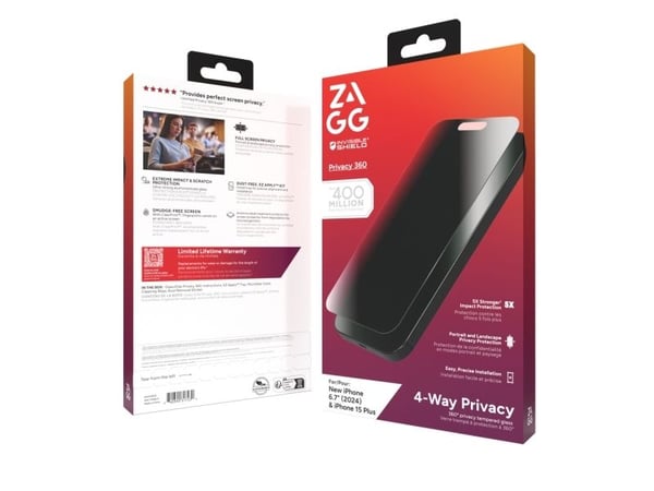 InvisibleShield Glass Elite Privacy 360, Apple, iPhone 16+/iPhone 15+, antibakteerinen, pölynkestävä, naarmuuntumaton, 1 kpl