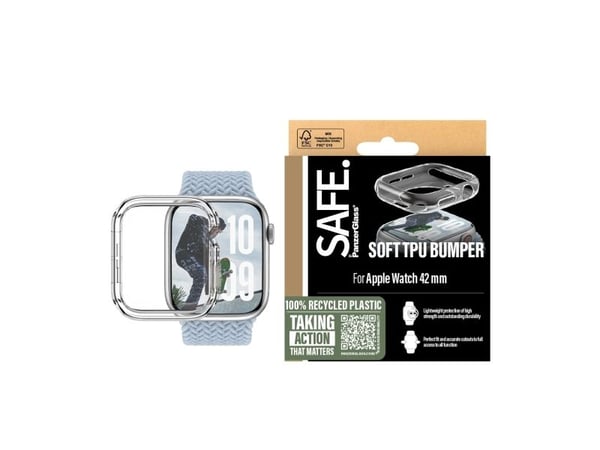 SAFE. by PanzerGlass - Støtfanger for smartarmåndsur - 42mm - termoplast-polyuretan (TPU) - gjennomsiktig - for Apple Watch Series 10 (GPS + Cellul...