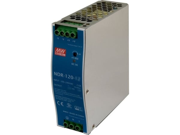 MEAN WELL NDR-120-48, 120 W, 115 - 230 V, 47 - 63 hz, 1.3 A, 16 ms, 89%