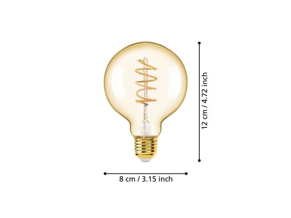 EGLO E27 G80 SPIRAALI 4W 245LM 2200K HIMMENNIN KELTAINEN PAKETTI 4