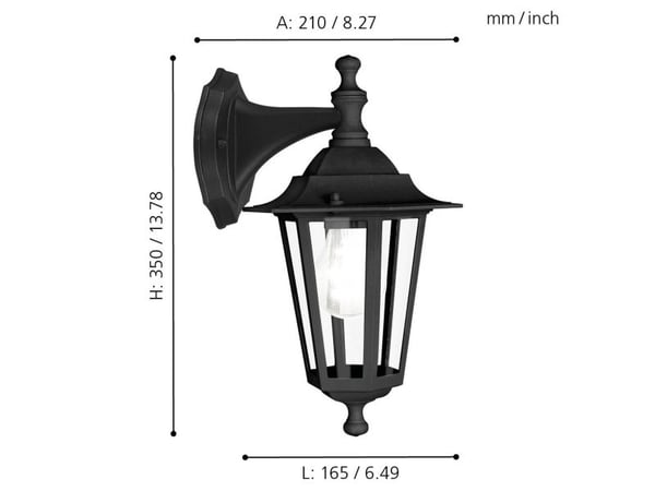 EGLO LATERNA 4 utendørs nedovervendt vegglampe - Sort
