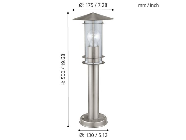Eglo Lisio - Gulvlampe - 1 sokkel - E27 - sylinder - rustfritt stål, blank