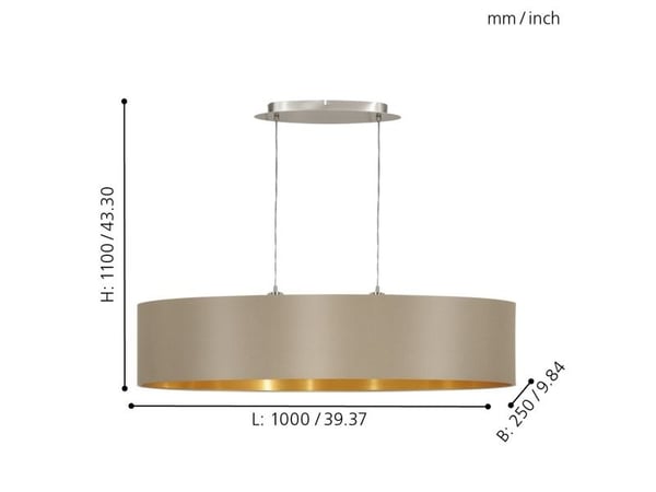 EGLO MASERLO, 2 ampuller, E27, IP20, Gull, Taupe / brun