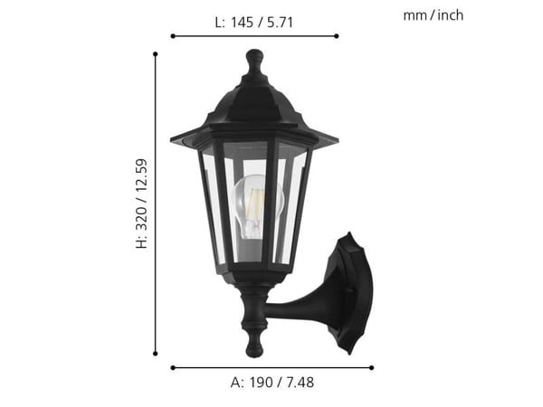 EGLO DUANERA ULKOSEINÄ YLÖS/ALAS IP44 MUOVI MUSTA MUSTA