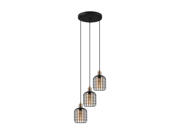 EGLO CHISLE pendant light, Fleksibel montering, Sort, Bronse, Rav, Stål, Glass, Retro