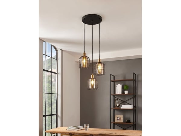 EGLO CHISLE pendant light, Fleksibel montering, Sort, Bronse, Rav, Stål, Glass, Retro