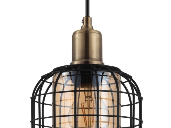EGLO CHISLE pendant light, Fleksibel montering, Sort, Bronse, Rav, Stål, Glass, Retro