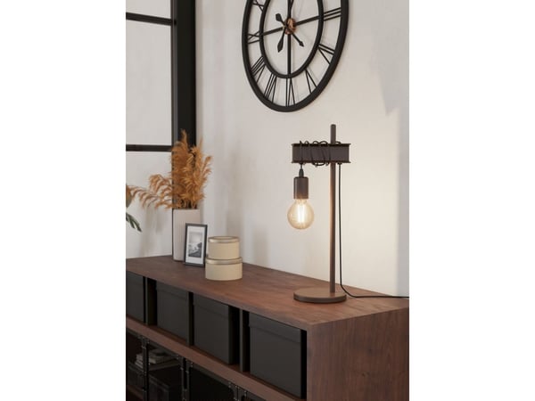 EGLO TOWNSHEND 4 bordlampe i moderne rustfarvet design med sort ledning