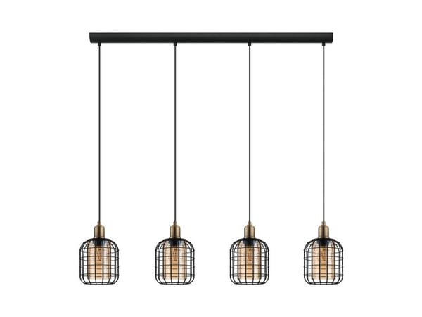 EGLO CHISLE pendant light, Fleksibel montering, Sort, Bronse, Rav, Stål, Glass, Retro