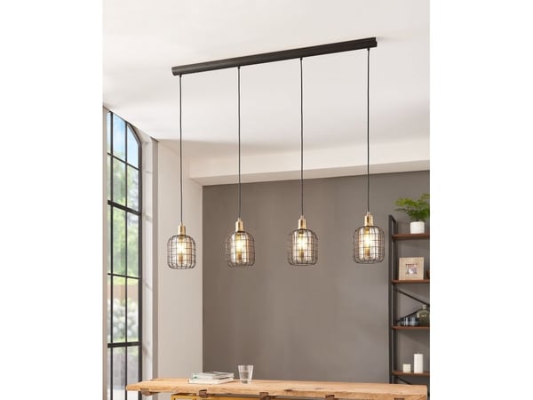 EGLO CHISLE pendant light, Fleksibel montering, Sort, Bronse, Rav, Stål, Glass, Retro