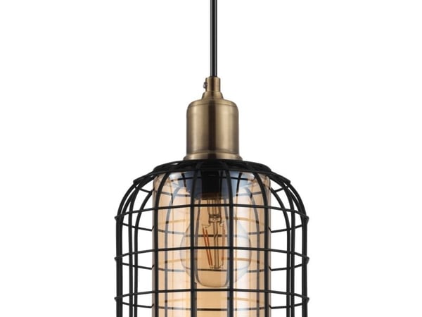 EGLO CHISLE pendant light, Fleksibel montering, Sort, Bronse, Rav, Stål, Glass, Retro