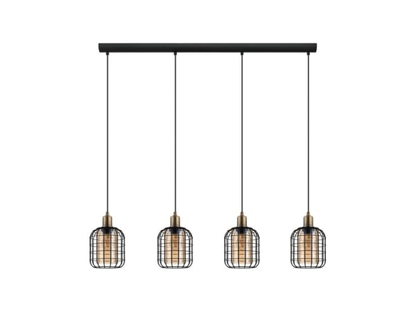 EGLO CHISLE pendant light, Fleksibel montering, Sort, Bronse, Rav, Stål, Glass, Retro