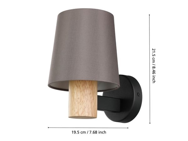 EGLO EDALE VEGG E27 SVART/TRE/CAPPUCCINO FSC