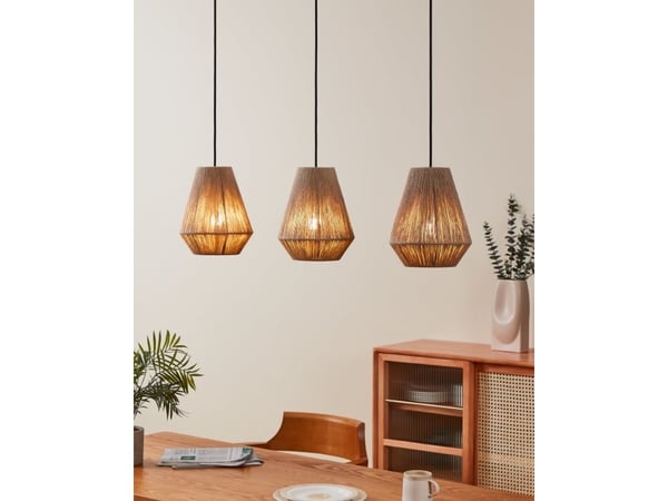 EGLO Alderney, Fleksibel montering, Sort, Naturlig, Beige, Stål, Tekstil, Sort, Innendørs