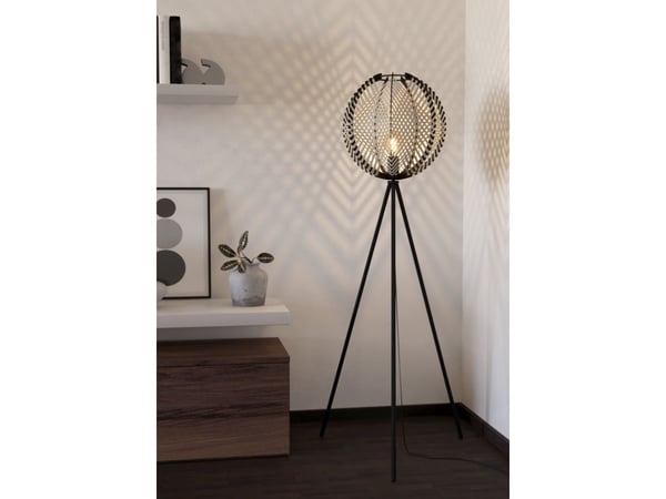 EGLO WAVERTON FLOOR H1430 E27 SVART/TRE/HVIT