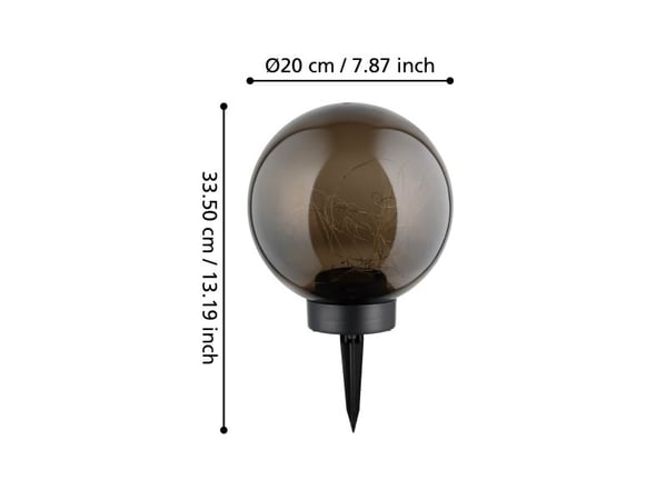EGLO SOLCELL røykfarget ball - Svart