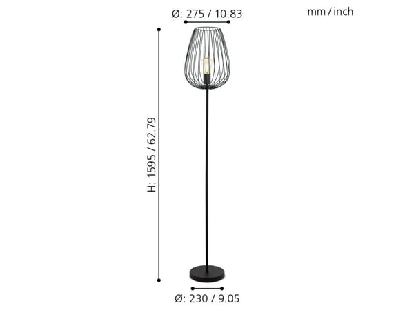 Eglo Newtown - Gulvlampe - 1 sokkel - E27 - svart