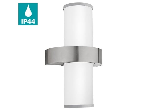 Eglo Beverly - Vegglampe - 2 holdere - E27 - sylinder - rustfritt stål, hvit