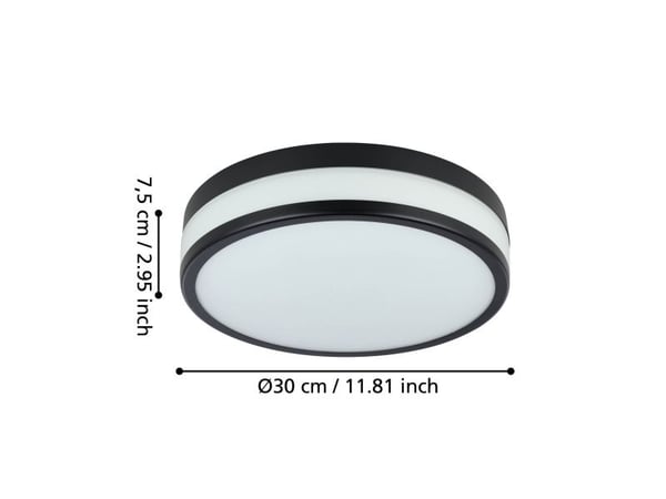 EGLO LED PALERMO, LED, 3000 K, 2100 lm, IP44, Sort, Hvit