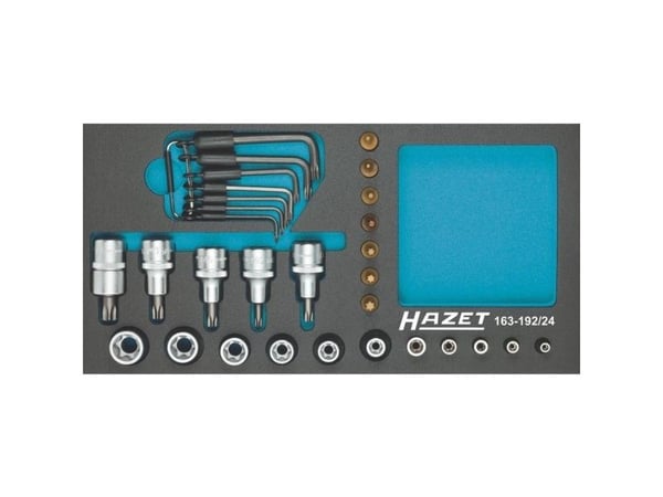 Hazet topnøkkelinnsats-sett 1/4 (6,3 mm), 1/2 (12,5 mm) 24 deler 163-192/24