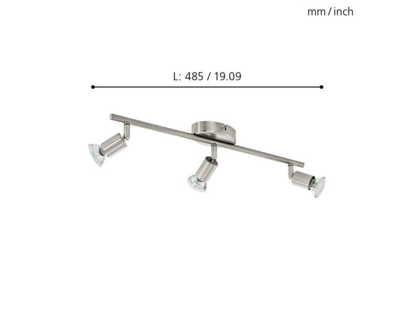 EGLO BUZZ-LED, 3 ampuller, GU10, 3000 K, IP20, Metallisk