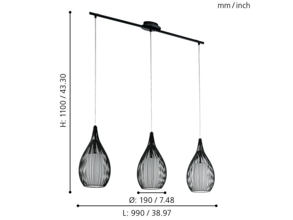 EGLO Razoni, Fleksibel montering, Sort, Hvit, Sort, Hvit, Stål, Glass, Rund
