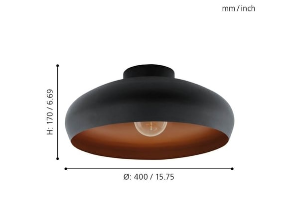 EGLO MOGANO KATTO E27 Ø400 MUSTA/KUPARI