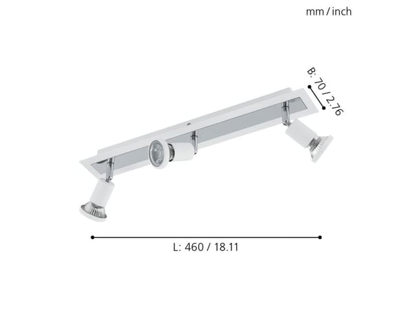 EGLO SARRIA SPOTSKINNE 3L HVIT/KROM