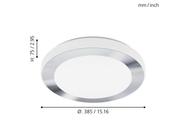 EGLO Led Carpi, 3000 K, 1500 lm, IP44, Kromfarget, Hvit