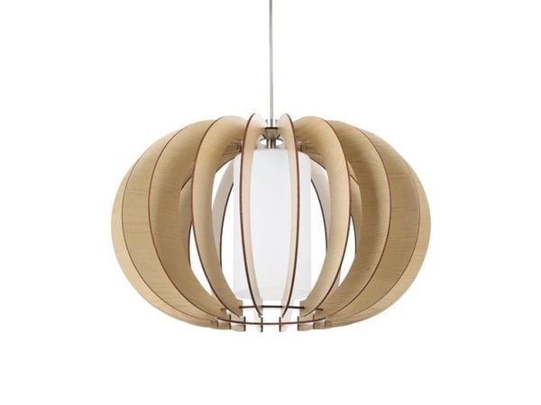 EGLO STELLATO 1 pendellampa i lönnfärgat trä med opal glasskärm
