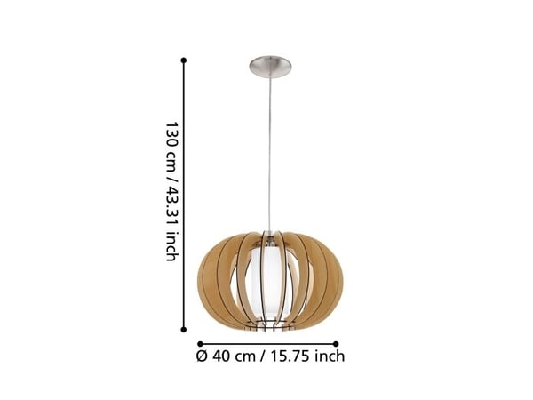 EGLO STELLATO 1 pendellampa i lönnfärgat trä med opal glasskärm