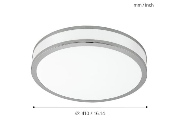 EGLO Palermo 2, LED, Ikke-utskiftbare pærer, 3000 K, 2500 lm, IP20, Kromfarget, Hvit