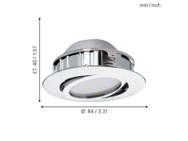 EGLO Pineda, Innsunket spotlight, Ikke-utskiftbare pærer, LED, 6 W, 3000 K, Kromfarget