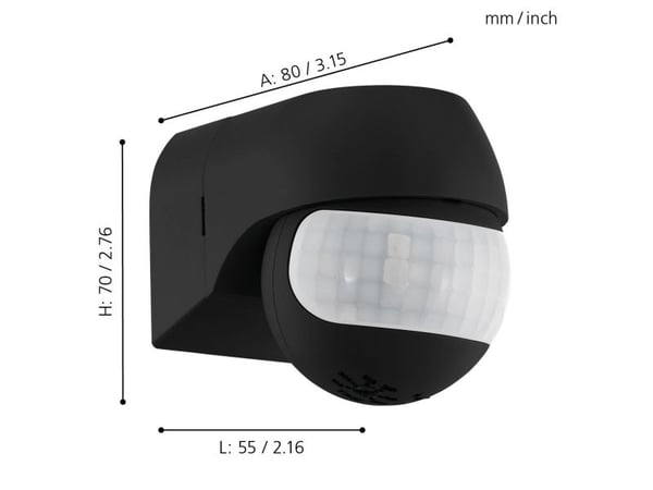 EGLO DETECT ME 1, Bevegelse sensor, Svart, Plastikk, IP44, Svart, Bevegelse sensor