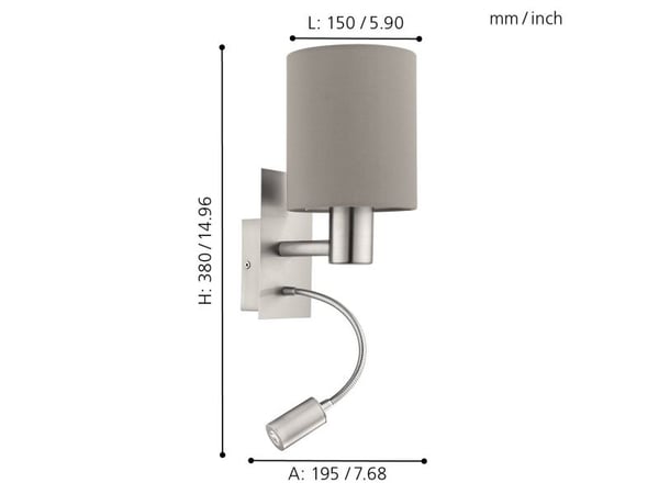 EGLO Pasteri, Overflatebehandlet, E27, Nickel, Taupe / brun