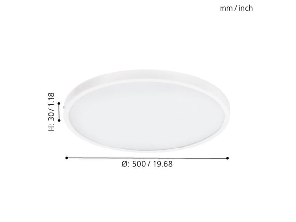 EGLO FUEVA 1 PLAFOND Ø500 26W 3000LM DÆMPB. HVID