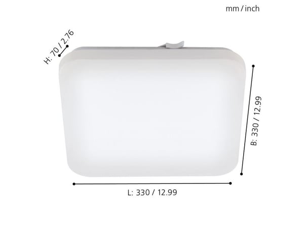 EGLO 97885, Overflatebehandlet, 1 ampuller, 3000 K, IP44, Hvit