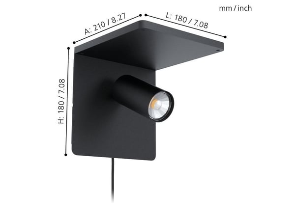 EGLO CIGILE vegglampe med spotlight i svart