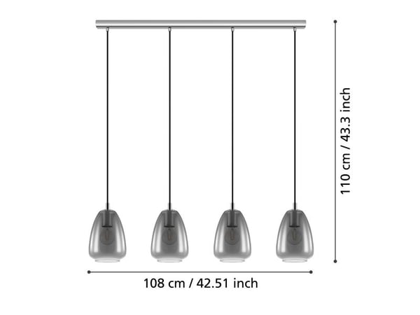 EGLO Alobrase, 4 ampuller, E27, Kromfarget