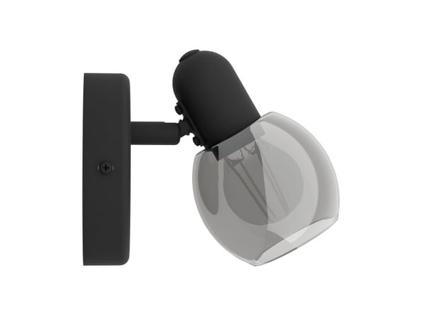 EGLO POLLICA spot i sort stål med røykfarget glass