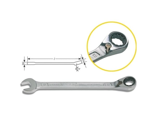 HAZET 606-10, 10 mm, krom, krom, 13°, Tyskland, 154,5 mm