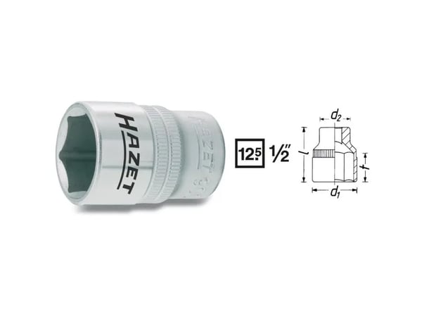 HAZET 900-9, 1 stykker, 25,4 / 2 mm (1 / 2"), Kromvanadiumstål, 38 mm, 50 g