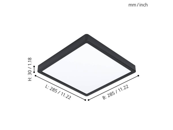 EGLO Fueva 5, LED, 2400 lm, IP44, Sort, Hvit