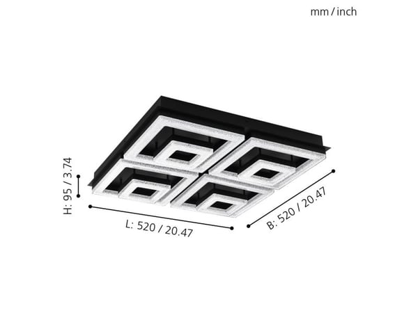 EGLO Fradelo 1, LED, 5500 lm, IP20, Sort, Hvit