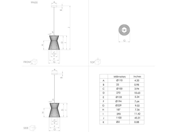 EGLO MASETA PENDEL E27 MESSING