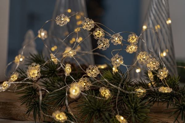 Sirius Nynne snøfnugg lysslynge - 40 LED - klar/sølv