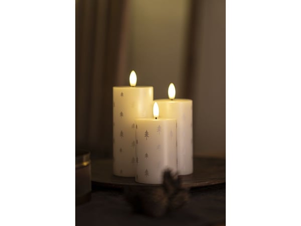 Sirius Sille laddningsbart blockljus vit/silver - 3 st
