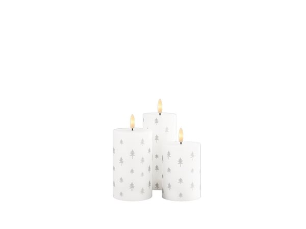 Sirius Sille laddningsbart blockljus vit/silver - 3 st
