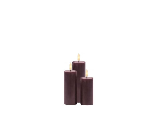 Sirius Sille oppladbart blokklysesett - Bordeaux - Ø 5 cm - 3 stk