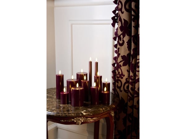 Sirius Sille oppladbart blokklys mini bordeaux - Ø 5 cm - H 6,5 cm - 2 stk